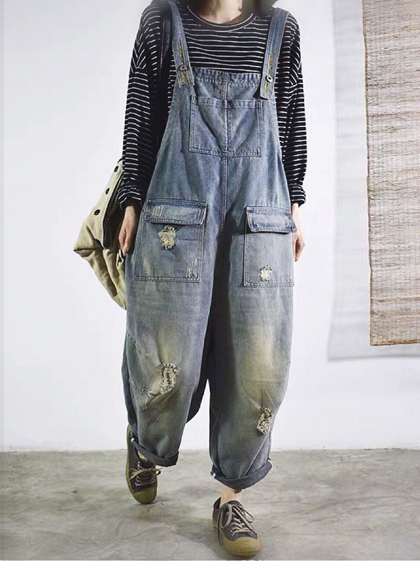 Women's Loose Fit Denim Overalls