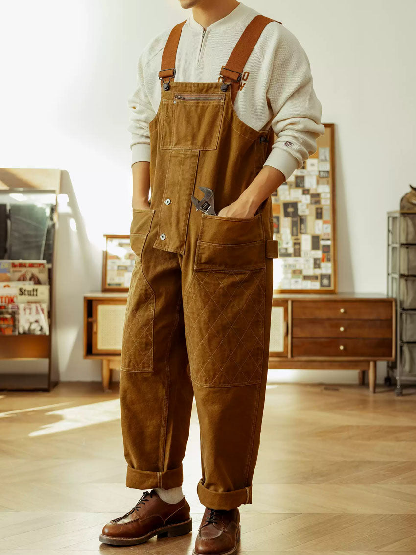 Men's Loose Fit Canvas Carpenter Overalls