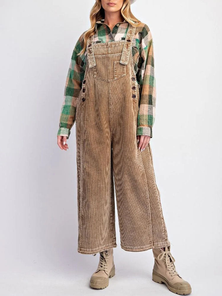 Women's Loose Fit Corduroy Overalls