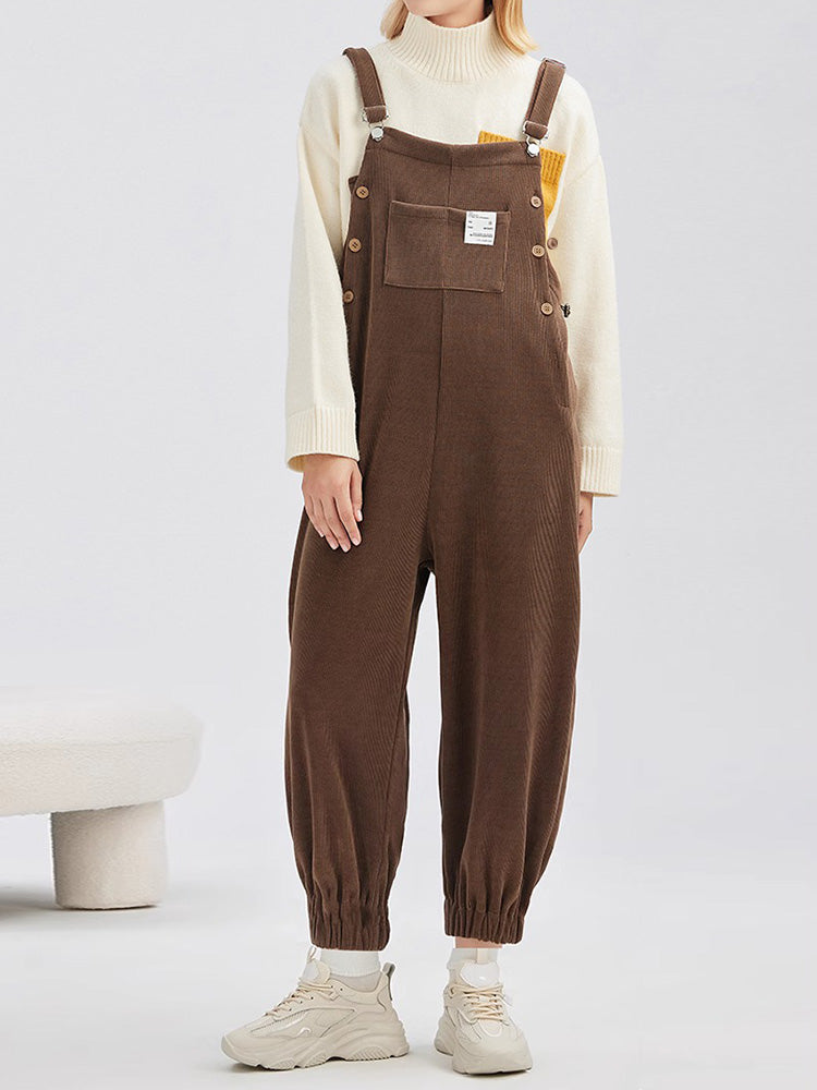 Women's Loose Fit Corduroy Overalls