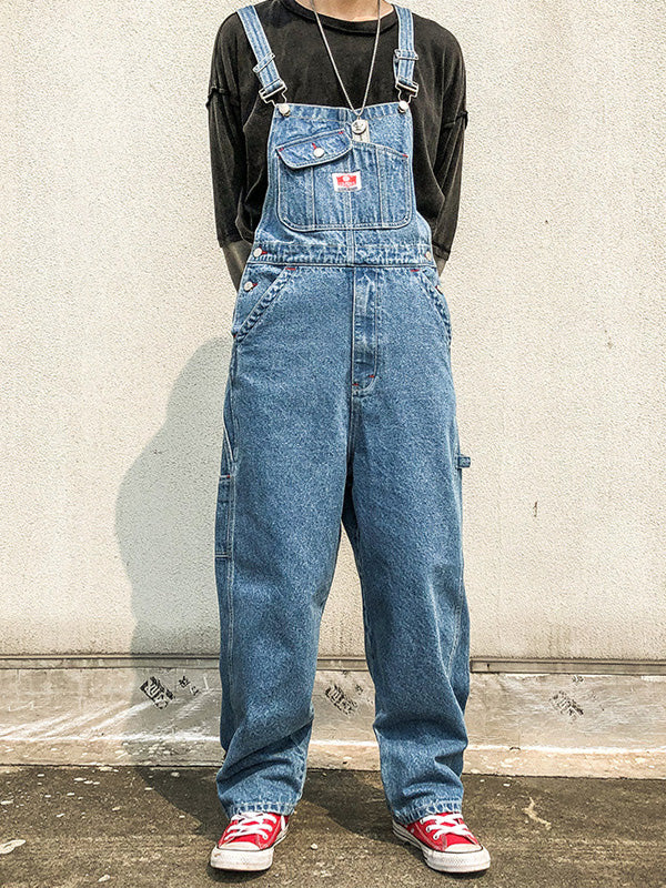 Straight Leg Denim Overalls