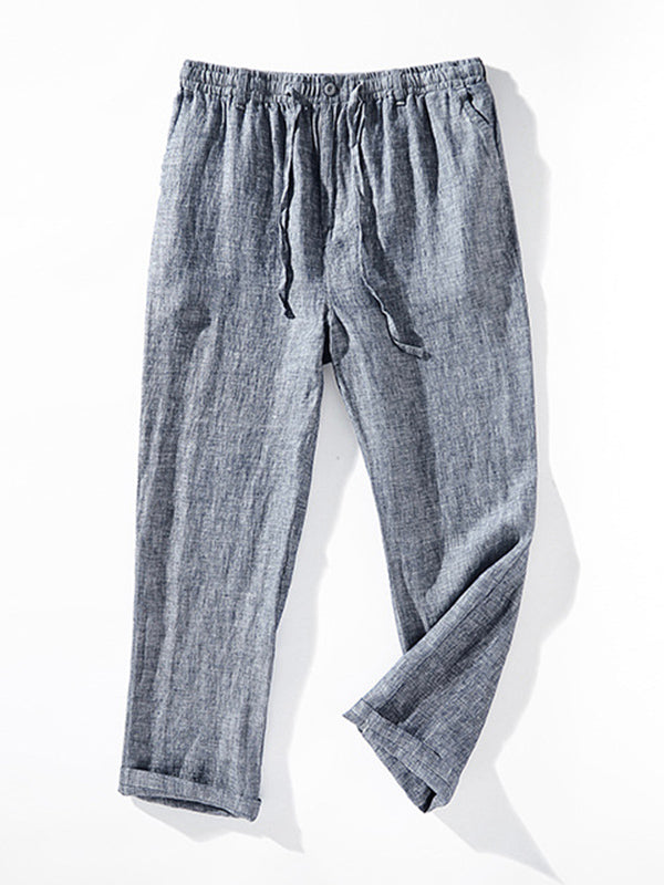 Men's 100% Linen Drawstring Pants