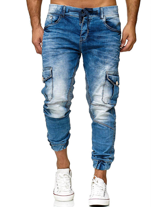 Men's Drawstring Washed Cozy Cargo Jeans