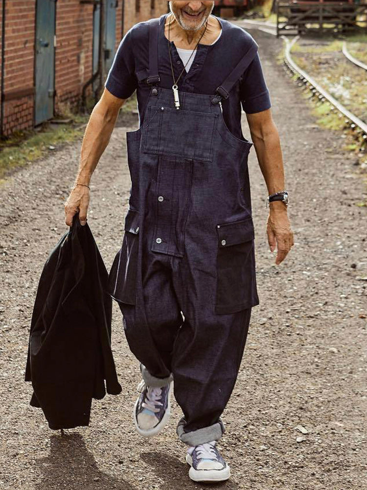 Men's Denim Bib Overalls Mens Relaxed Fit Overalls Workwear With Adjustable  Straps And Convenient Tool Pantsuit