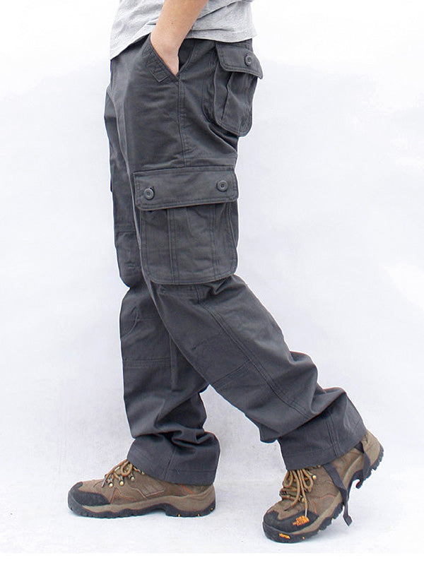 Men's Casual 6 Pockets Straight Cargo Pants