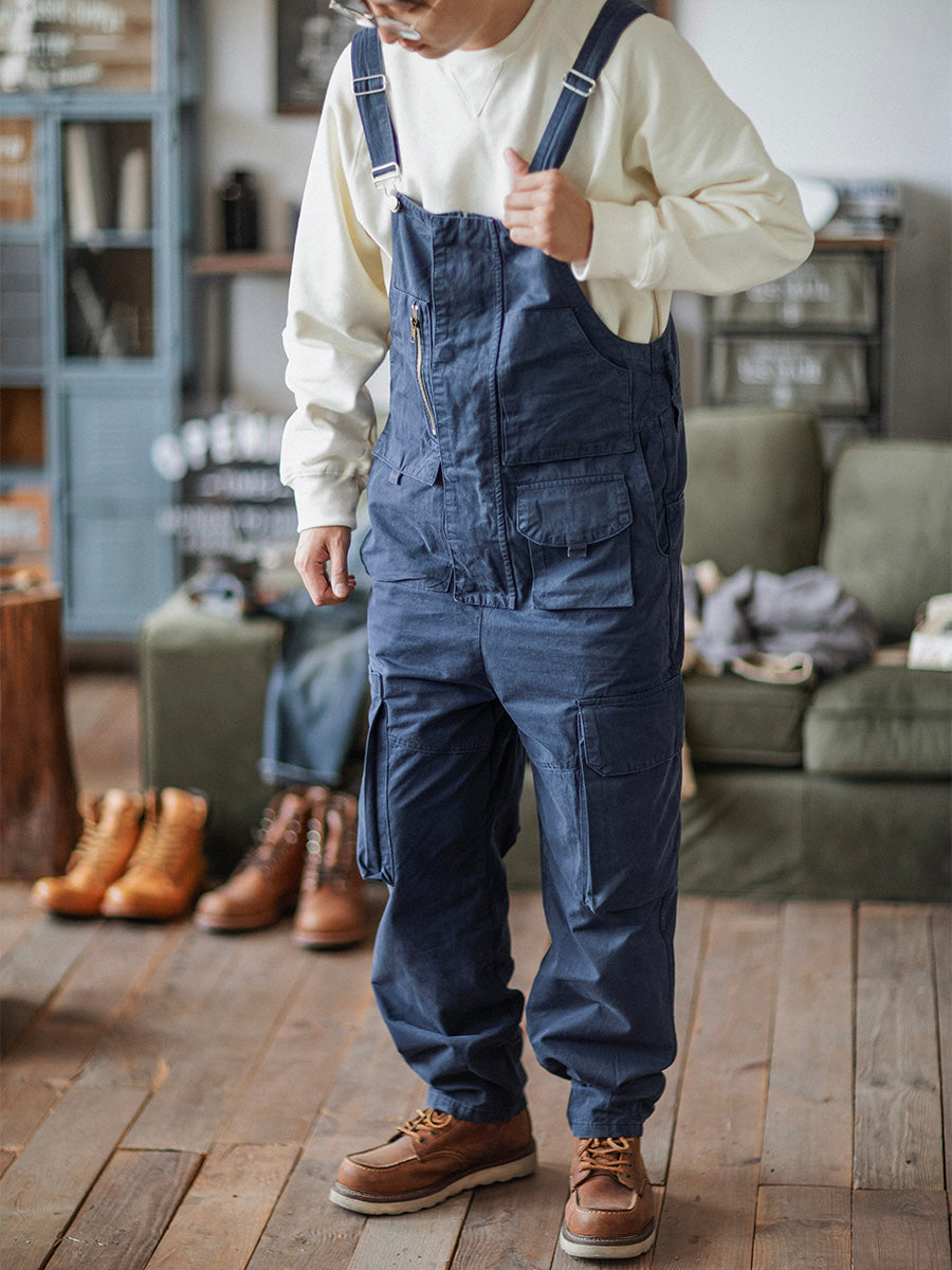 Sloppy Overalls Big Pockets Workwear with Zipper Fly – Vikokos