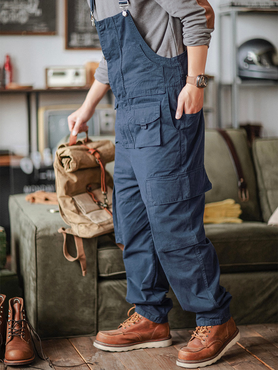 Sloppy Overalls Big Pockets Workwear with Zipper Fly – Vikokos