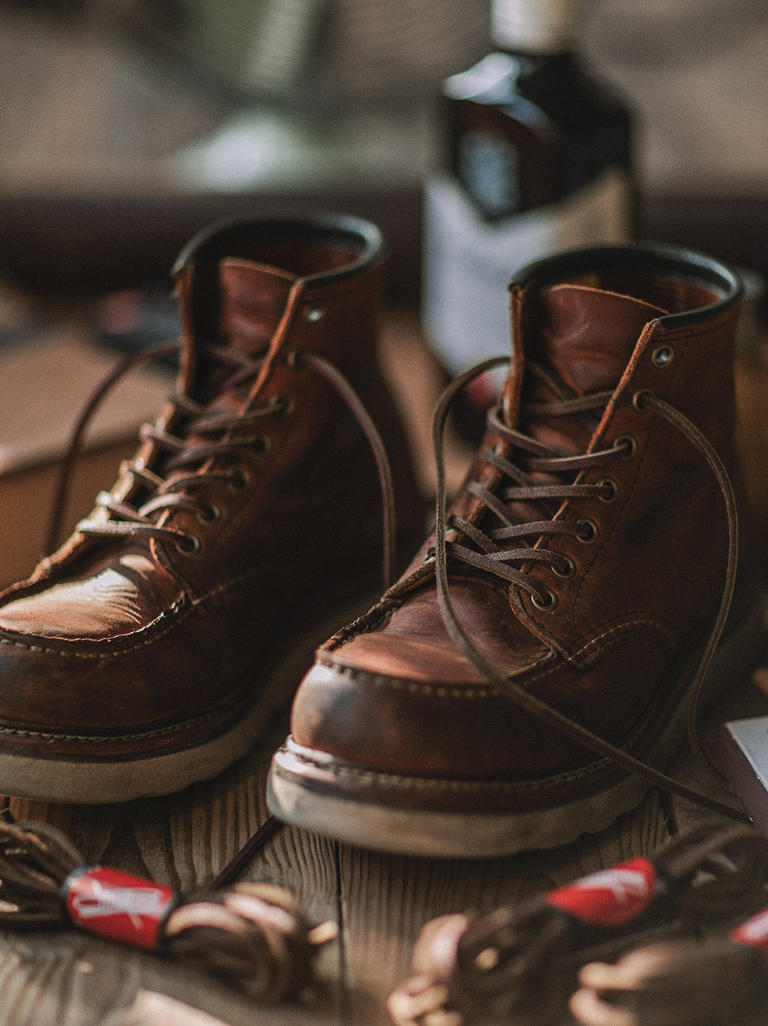 Vintage Full-Grain Leather Moc Toe Work Boots for Men