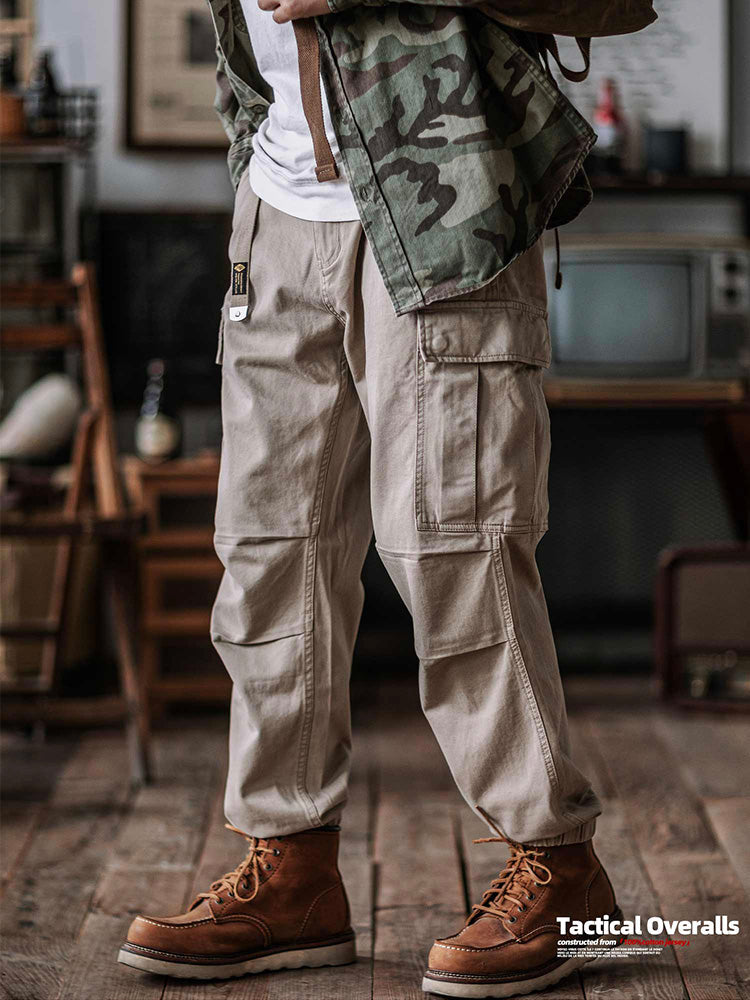 Men's Washed Tactical Cargo Pants with Belt